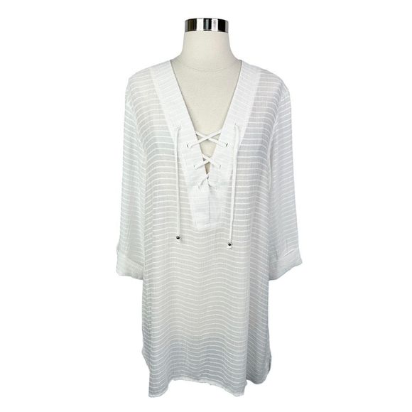 J. Valdi Santa Barbara Big Shirt Tunic Coverup - Size Large - Picture 2 of 6